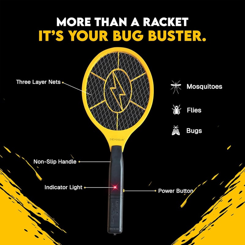DeVogue ® Pack of 2 Electric Fly Swatter Bug Zapper Battery Operated Flies Killer Indoor & Outdoor Pest Control Mosquito Zapper and Insect Catcher Racket (Packing May Vary) - Image 2